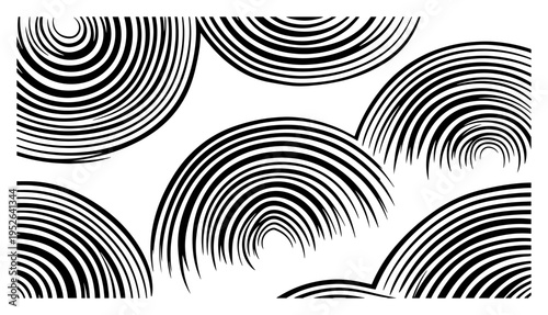 Concentric arcs and circular lines in abstract linear pattern