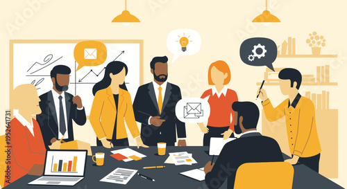 Office Project Management Planning Workshop Discussion Session Illustration