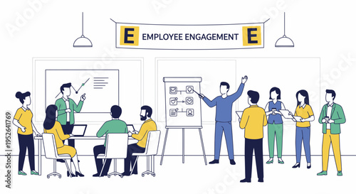 Employee Engagement Workshop Session Flat Minimal Style Vector Illustration
