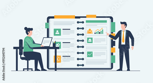 Employee Performance Planning Flat Minimal Style Vector Illustration