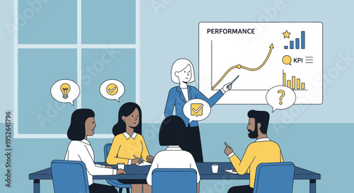 Employee Performance Workshop Flat Minimal Style Vector Illustration
