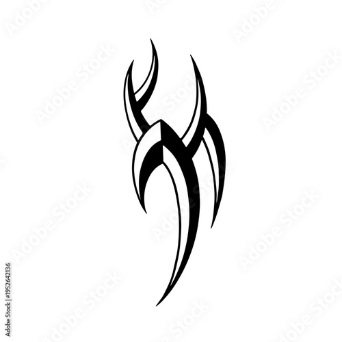 Abstract Tribal Horn Flame Symbol Black Tattoo Style Vector, Modern Tribal Horn Shape Abstract Tattoo Logo Vector