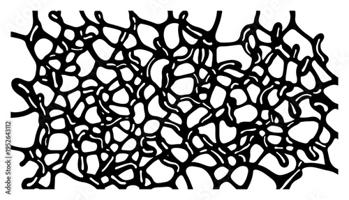 Interconnected organic lattice structure with mesh pattern in bold monochrome style