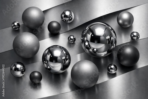 Wallpaper Mural Sophisticated Display Of Matte And Glossy Spheres Aligned On Metallic Stripes In Controlled Environment Torontodigital.ca