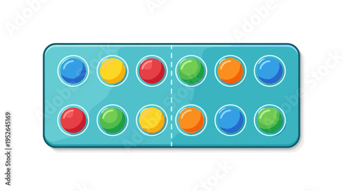 Colorful blister pack of round medication pills