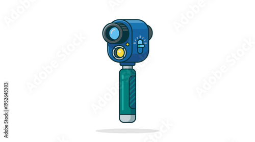 Flat design illustration of a blue ophthalmoscope