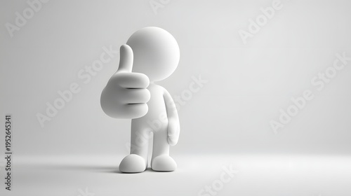 3D White Character Giving Thumbs Up Gesture.