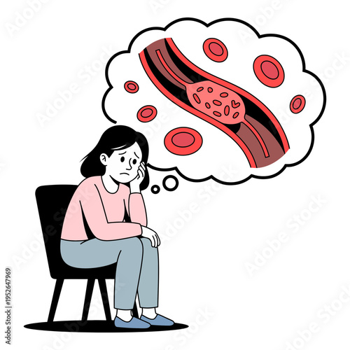 A woman thinking about blood clots and cardiovascular health issues