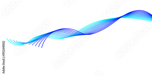 An artistic digital wallpaper featuring abstract blue waves and flowing vector lines that create a colorful motion pattern with light curves and smoke shapes on a decorative backdrop