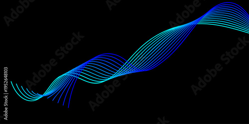 Abstract blue vector illustration featuring colorful wavy lines and futuristic digital motion shapes for a professional technology wallpaper backdrop