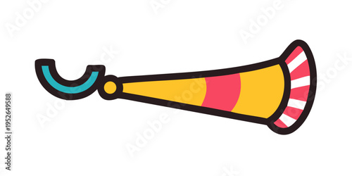 Colorful birthday party horn with playful design and festive colors for celebration events