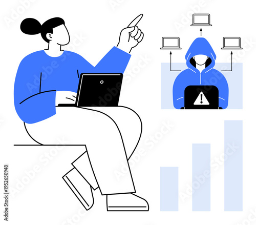 Cybersecurity concept. Cybersecurity strategies protecting against data breaches, emphasizing vigilance and technology. Cybersecurity for IT safety, hacking awareness, data privacy, and online