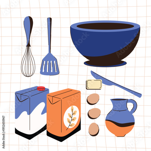 Essential kitchen tools for cooking baking and food service design vector
