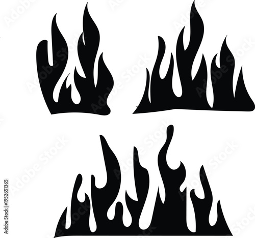 Stylized black flames a graphic illustration of fire shapes