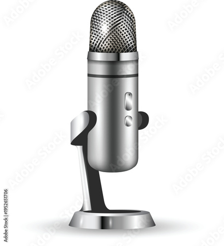 Vintage retro style studio microphone for podcasting and recording vector