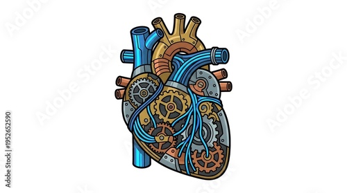Wallpaper Mural Anatomical human heart with mechanical gears steampunk style illustration Torontodigital.ca
