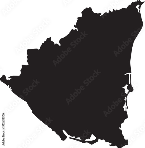Black silhouette map of Nicaragua a simple vector graphic for travel and geography concepts isolated on a white background