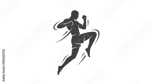 Wallpaper Mural Boxer in action silhouette dynamic punch and knee strike illustration Torontodigital.ca