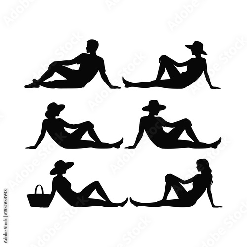 A woman in a hat sitting in a relaxed pose with a basket