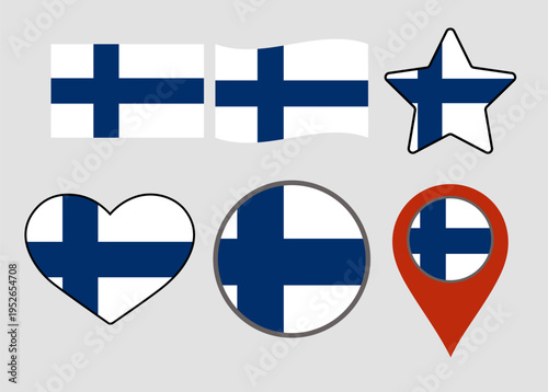 finland flag set vector
Vector set of flags in various shapes round, star, wavy, heart