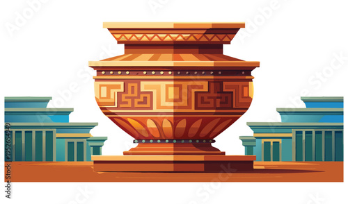 Ancient greek amphora vase with architectural columns