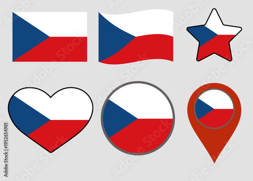 czech republic flag set vector
Vector set of flags in various shapes round, star, wavy, heart