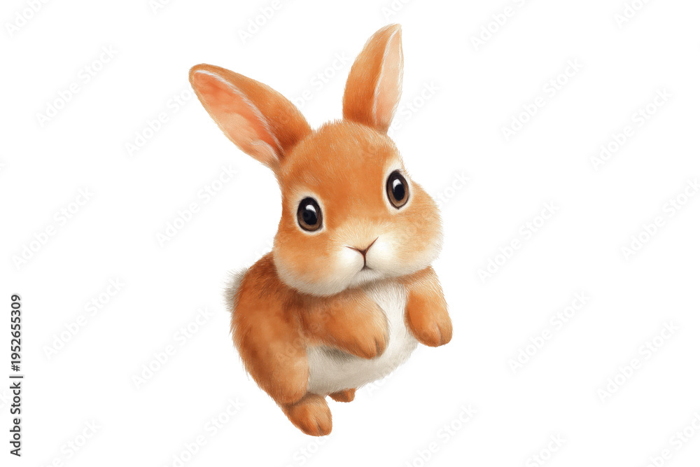 Fototapeta premium Adorable Brown Bunny Standing on Hind Legs Curiously