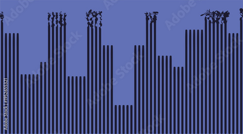 Imitation of a city or architecture on a dark background with smoking chimneys.