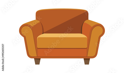 Comfortable armchair in warm orange and brown tones