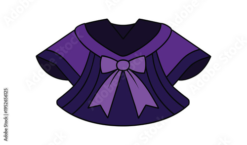 Stylized purple cape with a large bow detail