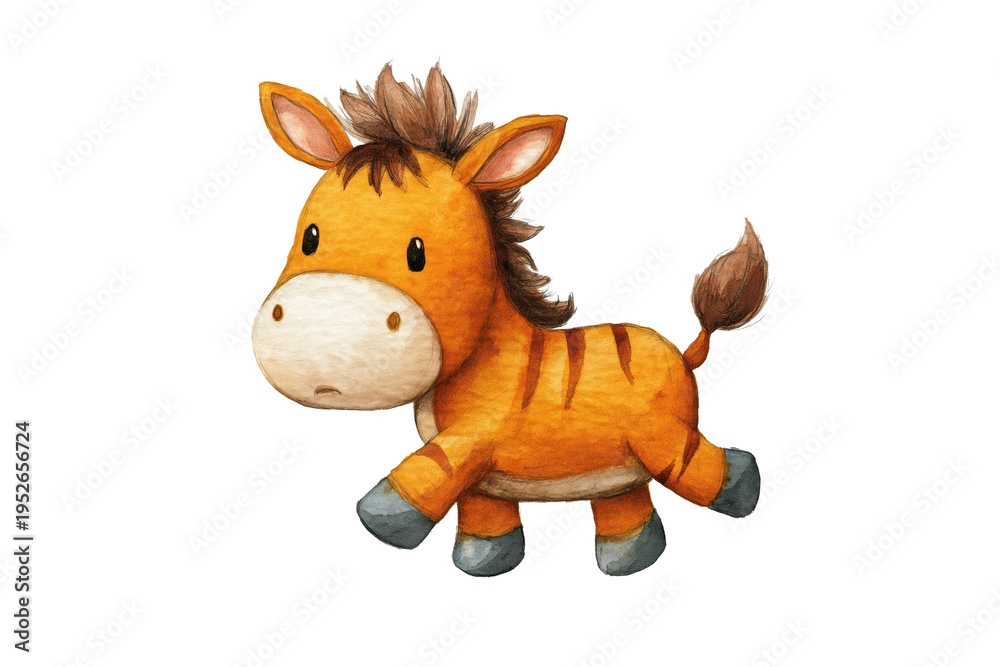 Fototapeta premium Playful Orange Zebra-like Creature Running Happily