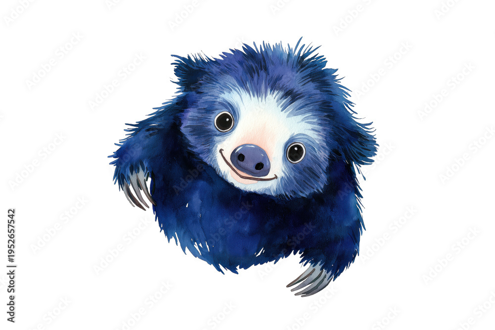 Fototapeta premium Fluffy and Friendly Blue Sloth-like Creature