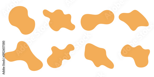 Collection of eight irregular orange shapes on a white background