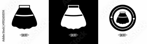 Skirt logo set. Collection of black and white logos. Stock vector.