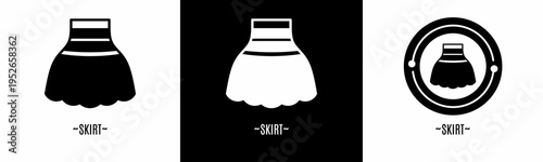 Skirt logo set. Collection of black and white logos. Stock vector.