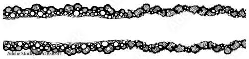 Vintage hand drawn engraving of horizontal bubble foam borders in woodcut style