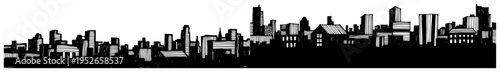 Foto Stylized silhouette of a city skyline in hand drawn ink sketch style