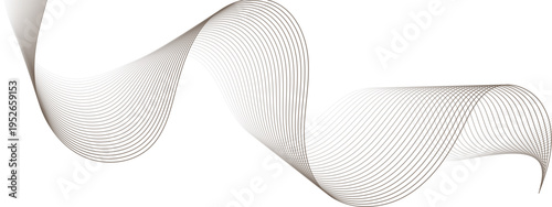Abstract Flowing Ribbon Wave Of Brown Lines Over Minimal White Background For Modern Design.