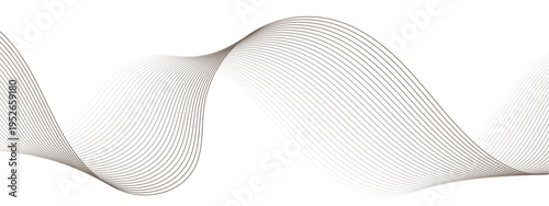 Abstract Flowing Ribbon Wave Of Brown Lines Over Minimal White Background For Modern Design.