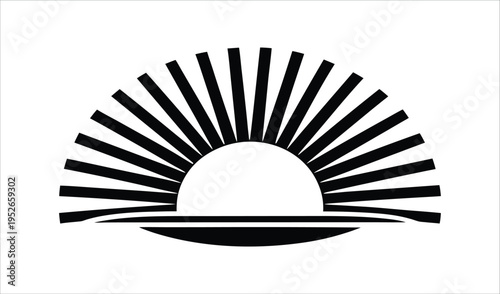 Abstract sunrise or sunset over water symbol