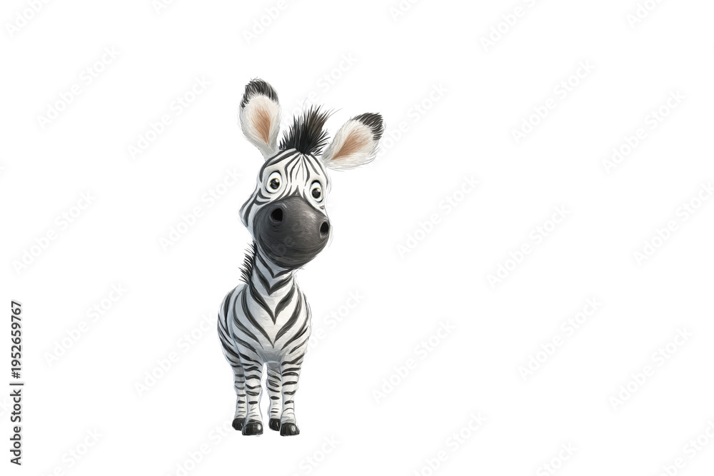 Fototapeta premium Funny Cartoon Zebra with a Long Neck