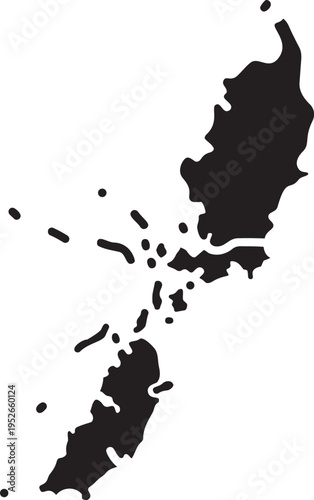Black silhouette map of Palau archipelago simple vector graphic for travel and geography concepts isolated on white background