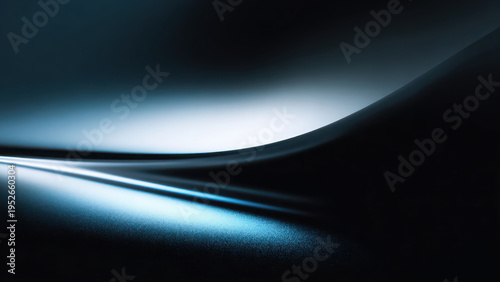 Abstract blue and white light streaks flow across a dark, textured surface, creating a dynamic and modern visual.