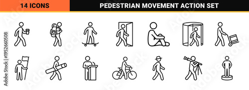 Minimalist Pedestrian Navigation Symbols and Human Motion Monoline Outlines for Wayfinding Systems and Urban Infrastructure Mapping