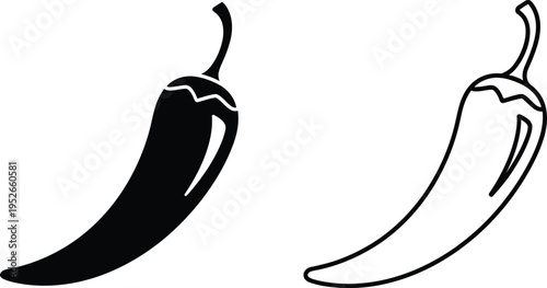 Chili Pepper Icon Set Vector Illustration Vector