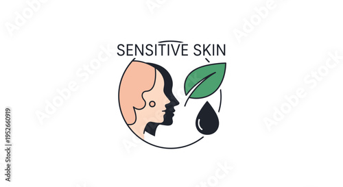 Sensitive Skin Icon Face Leaf and Droplet