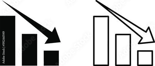 Business Decline Bar Chart Icons Set Vector