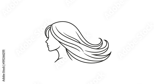 Stylized Outline Of A Woman's Head And Flowing Hair
