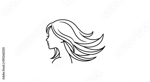 Profile Silhouette Of A Woman With Flowing Hair