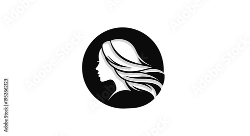 Elegant Silhouette of a Woman's Profile with Flowing Hair